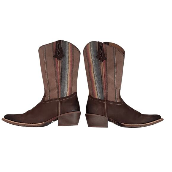 Justin Boots Women 10.5 Brown Siesta Moka Western Cowgirl Square Toe Boho Aztec - Picture 7 of 13